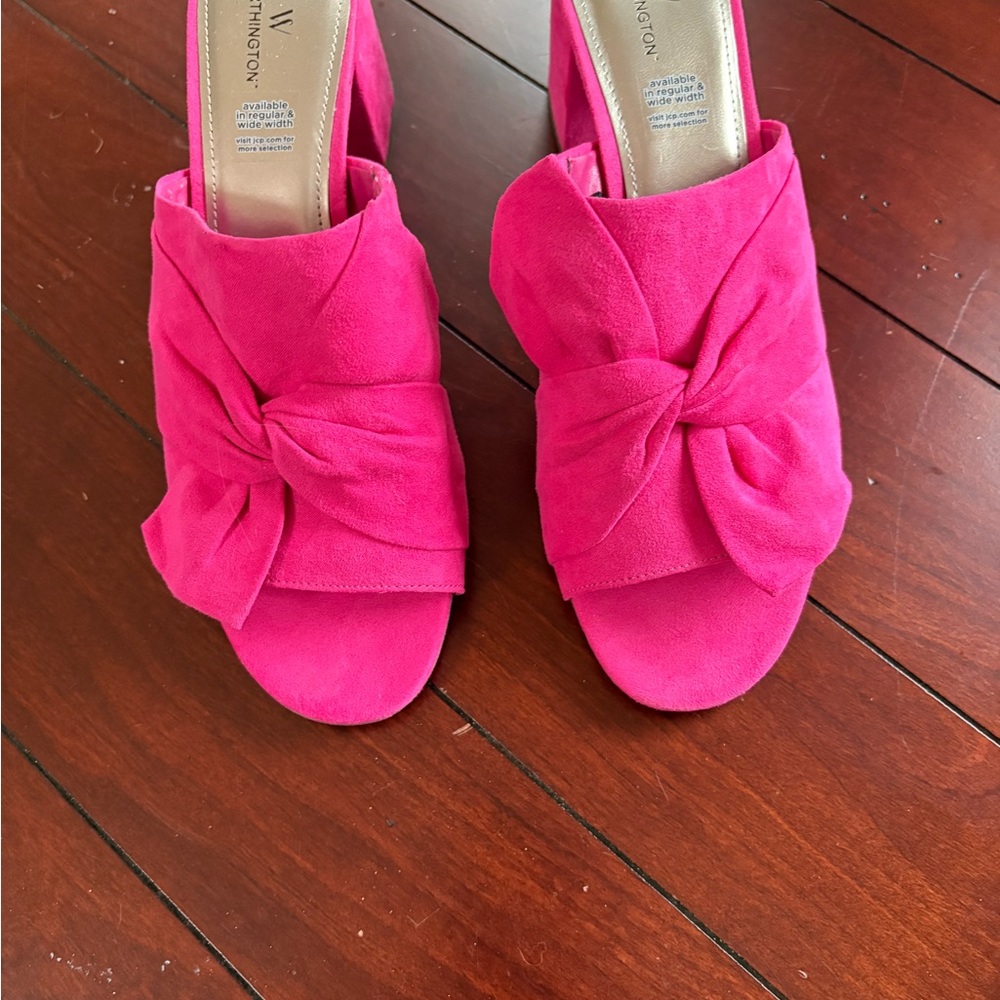 Worthington Pink Mules with Oversized Bow